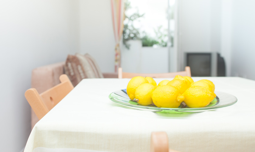 Dining table with lemon