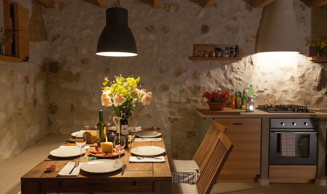 Dining table and oven